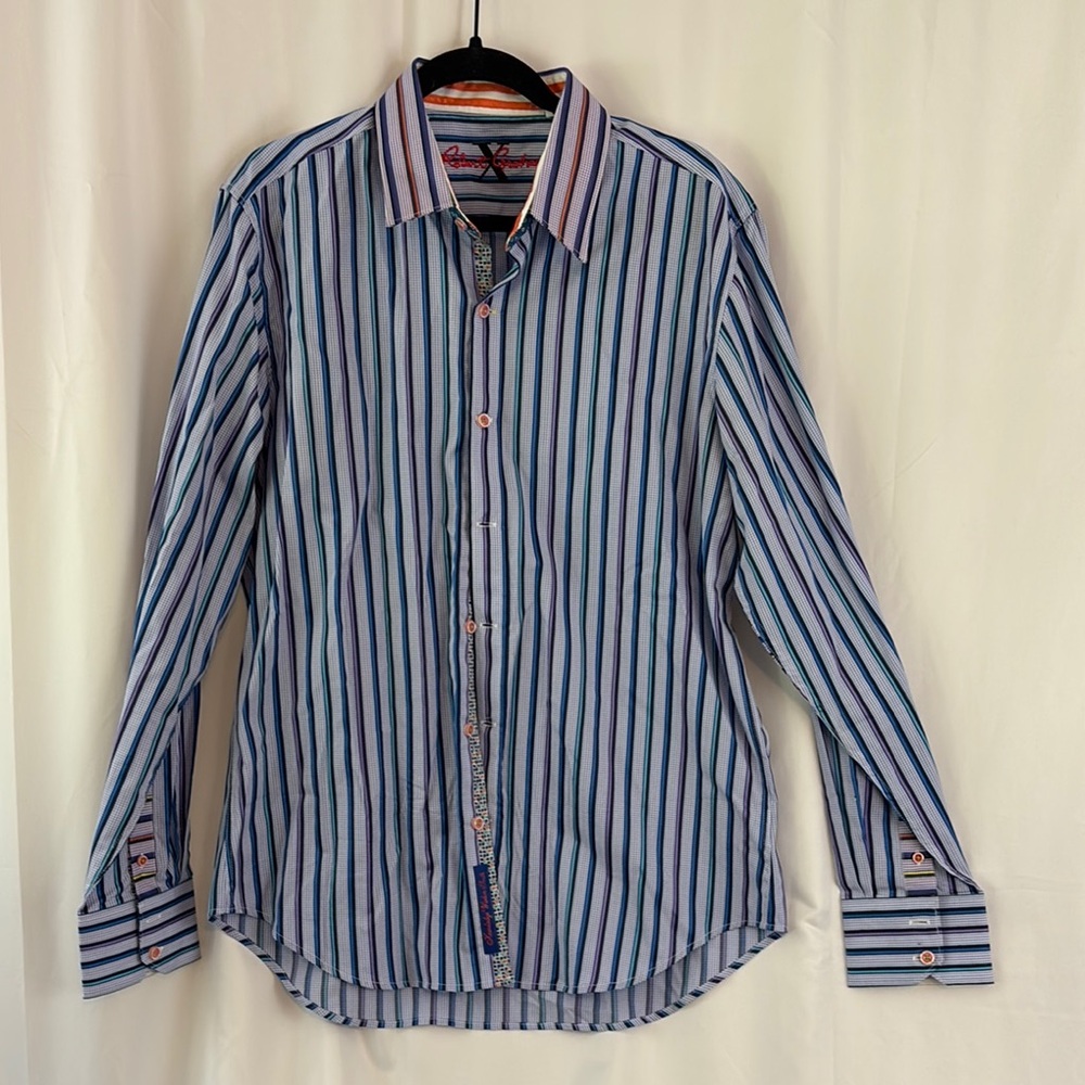 EUC Robert Graham X Collection szL Blue Striped Men's Shirt…